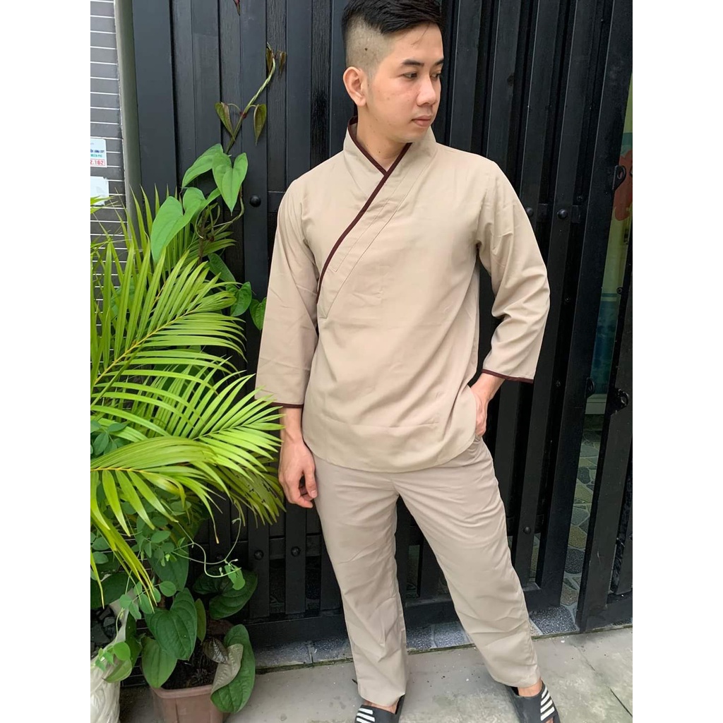 Bộ nhật nam vải kate đi chùa cao cấp