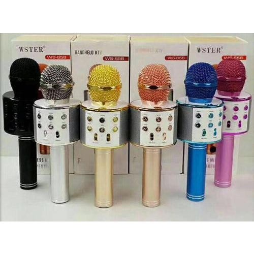 Micro bluetooth karaoke WSTER WS858 giá rẻ - Micro không dây hát karaoke trên điện thoại công suất 10W