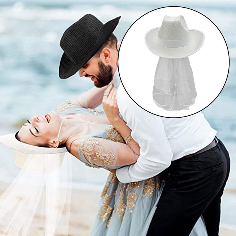 Mũ Cao Bồi Phối Lưới Dài Thời Trang Dự Tiệc