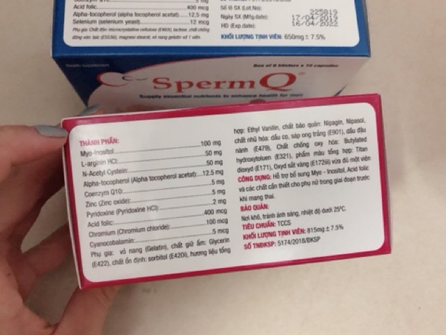 Bộ đôi OvaQ1 và SpermQ giúp mang thai tự nhiên - Hộp 60 viên ( tặng kèm que thử thai )