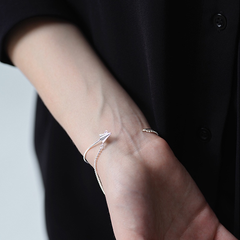 Phong cách Hàn Quốc Long lanh Kim cương Máy bay Giấy hai lớp Vòng tay Nữ Mở Vòng tay Vòng tay Sang trọng