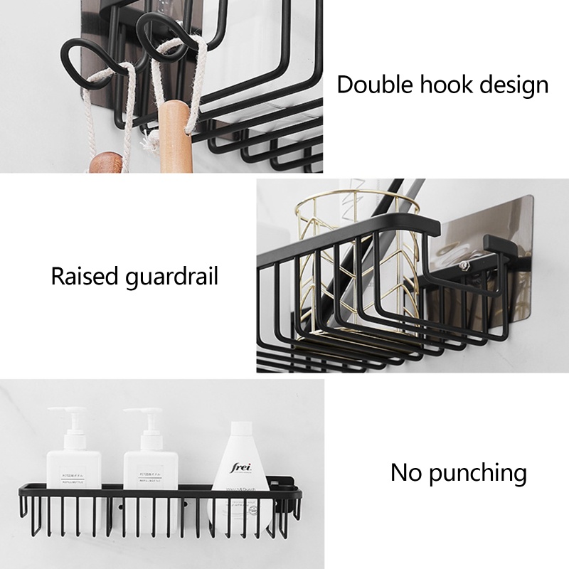 Giá Đỡ Đựng Mỹ Phẩm / Đồ Dùng Nhà Tắm Bằng Kim Loại Gắn Tường Tiện Dụng