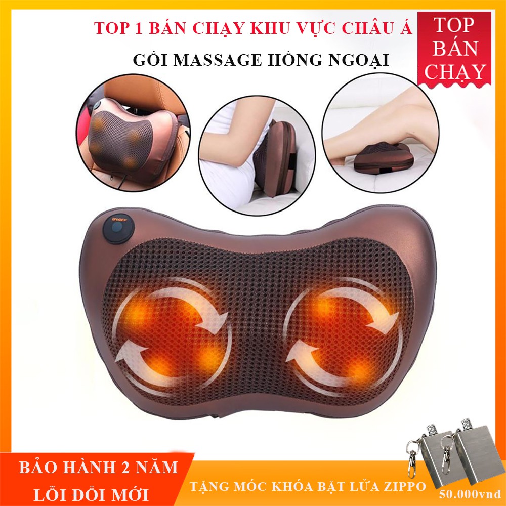 Máy massage gối massage hồng ngoại 8 bi giúp máu lưu thông mang lại cảm giác sảng khoái, dễ chịu, với thiết kế gọn nhẹ.
