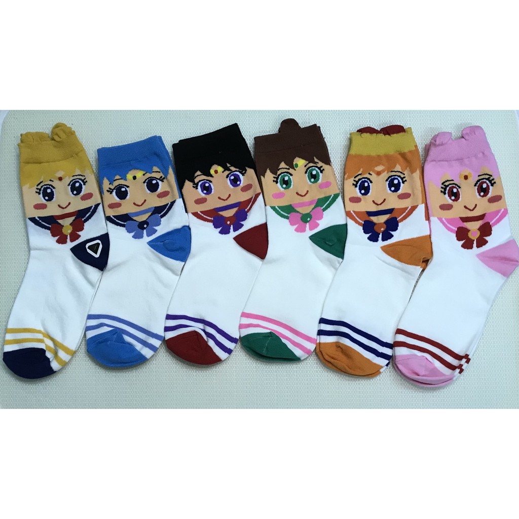 OtakuTPstore Set tất vớ anime hoạt hình Sailor Moon One Piece Kimetsu no Yaiba Jujutsu Kaisen Marvel Disney Doremon