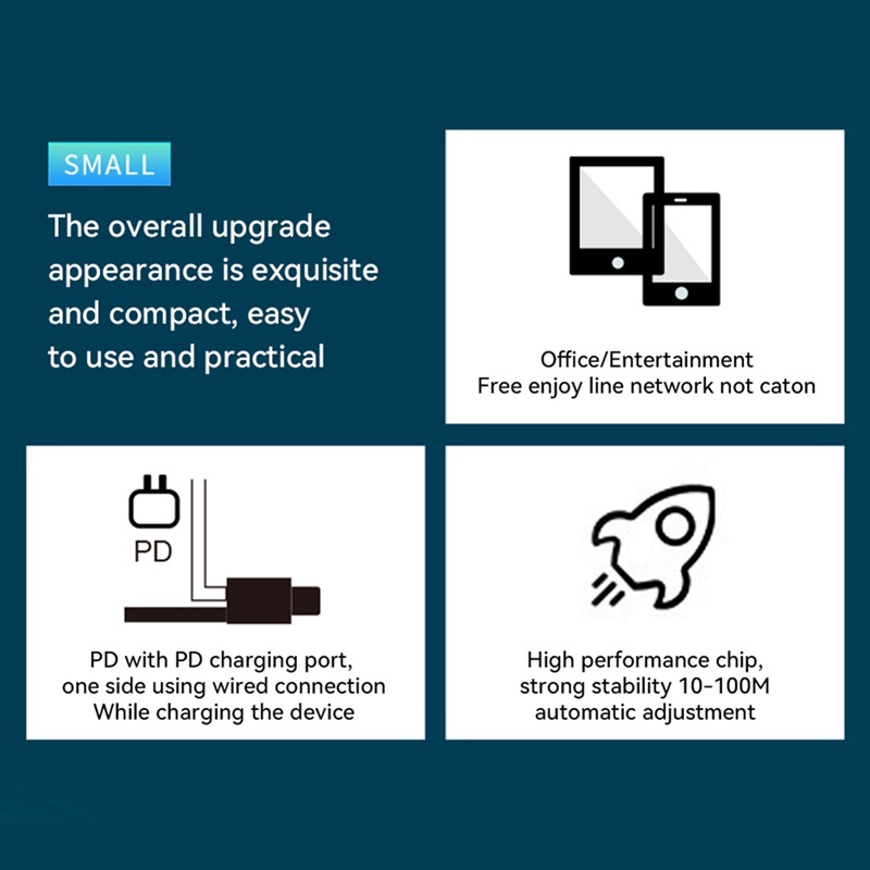 Adapter Chuyển Đổi 8-Pin Sang RJ45 PD20W 100Mbps Cho iPhone / iPad