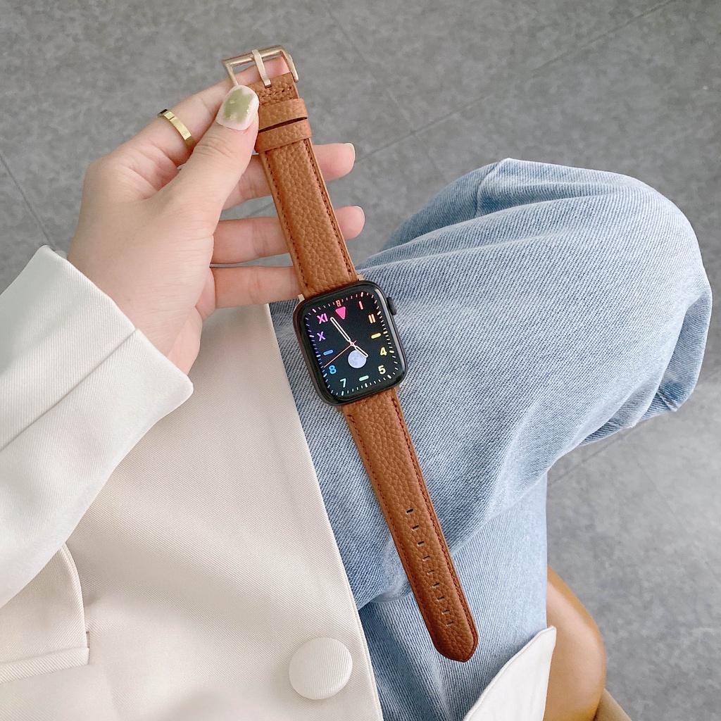 Dây Đeo Bằng Da Thật Cho Đồng Hồ Thông Minh Apple 38mm 42mm 40mm 44mm 41mm 45mm