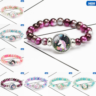  Gelang  Manik manik Bentuk Unicorn  Warna Pelangi untuk Anak 