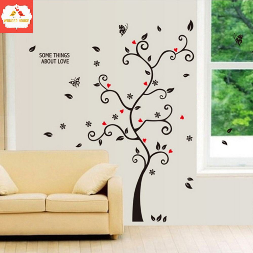 Decal dán tường 3D mẫu giấy dán tường đẹp giá rẻ phòng ngủ phòng khách - trang trí cho bé có keo sẵn - HAPPY TREE