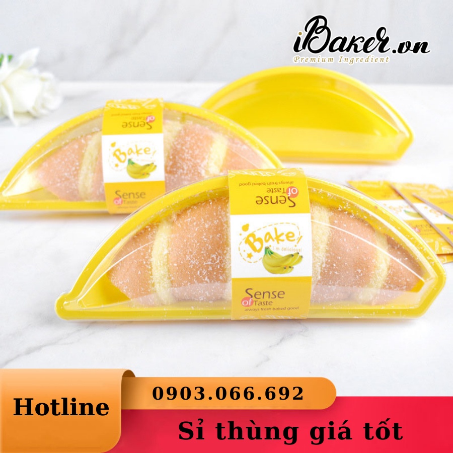 [SỈ GIÁ TỐT] Hộp Nhựa Đựng Bánh Hình Quả Chuối Vàng kèm tem vàng độc đáo JM510