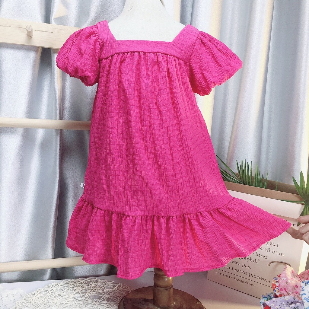 Đầm Bé Gái Hml 12-45kg Chất Đũi Sốp Mêm Mát Tay Phông 2 Lớp, Váy Cho Bé Gái Sai Đại Mã A37