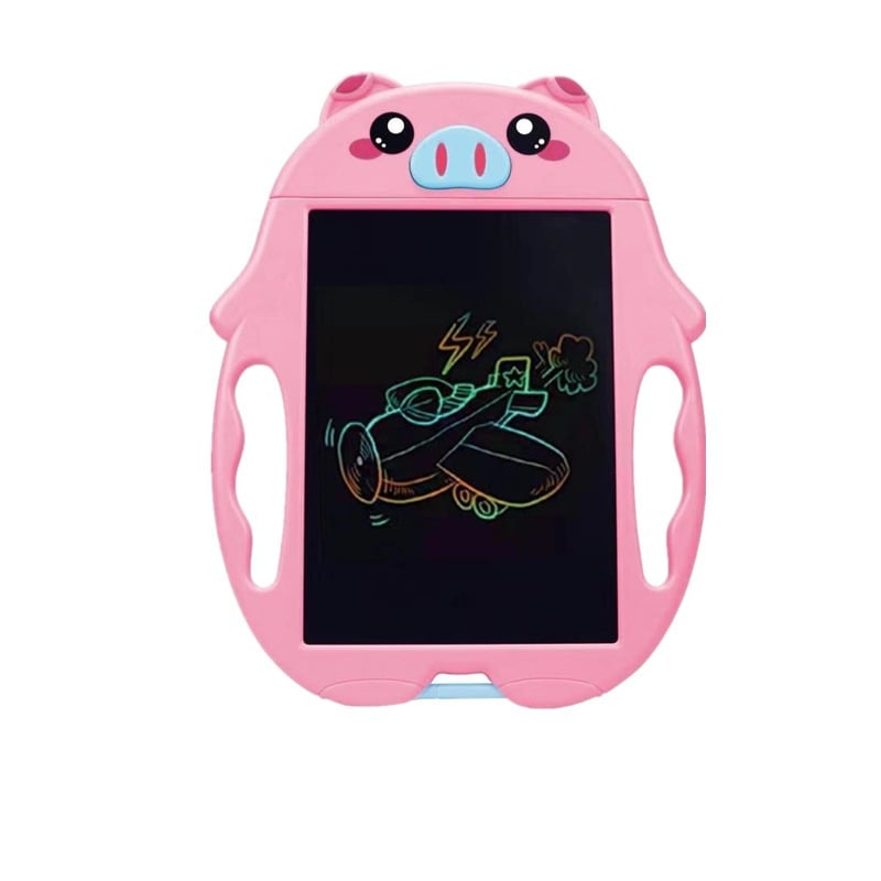 Bảng Viết Tay Hoạt Hình Trẻ Em 9 Inch Bảng Viết Điện Tử LCD, Đặc Điểm Kỹ Thuật: Màn Hình Màu (Heo Hồng)
