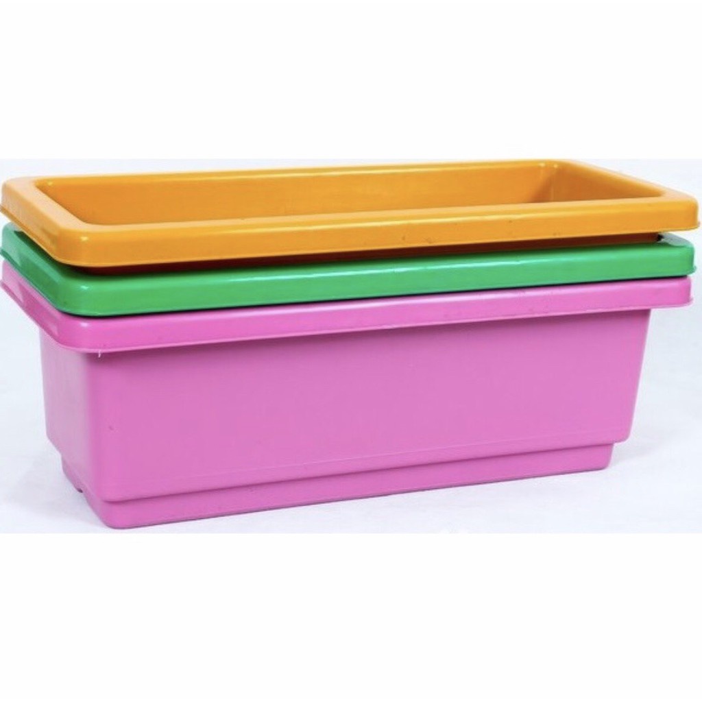 Combo 5 chậu nhựa dài thông minh size 48x20x16cm màu trắng