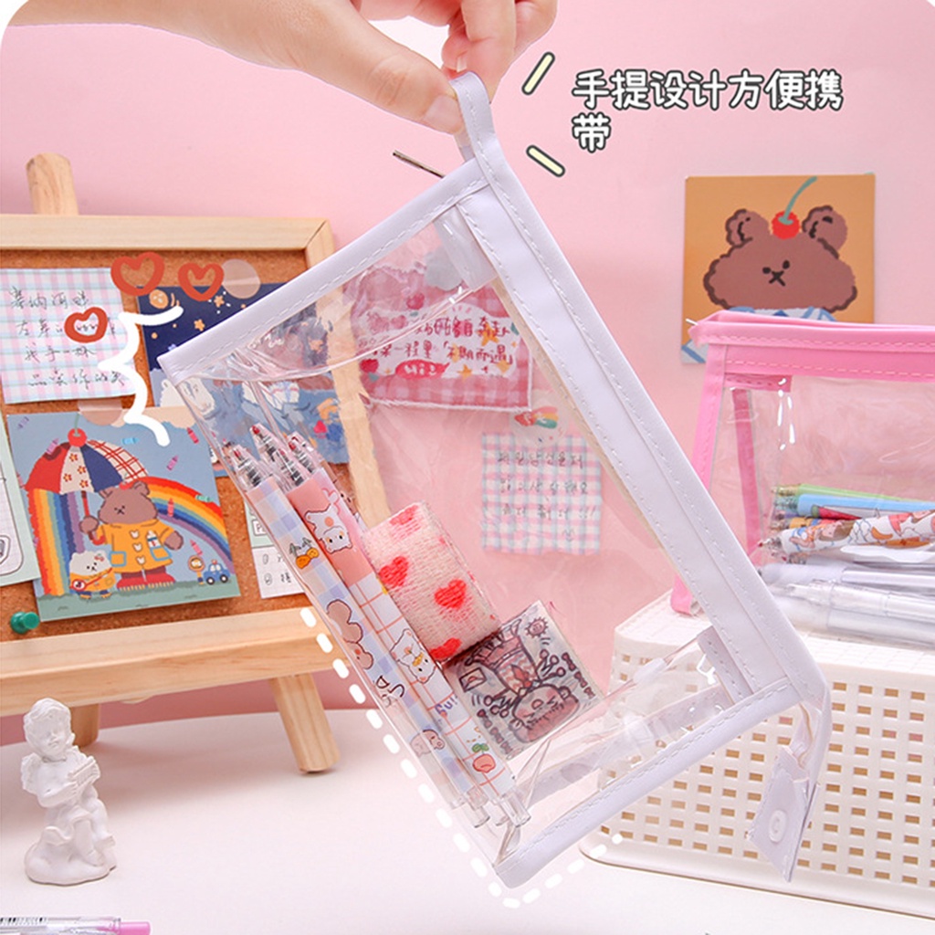 INS Túi đựng bút chì trong suốt Túi đựng mỹ phẩm