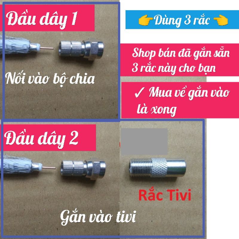 Dây truyền hình cáp (tivi) có gắn sẵn 3 đầu jack