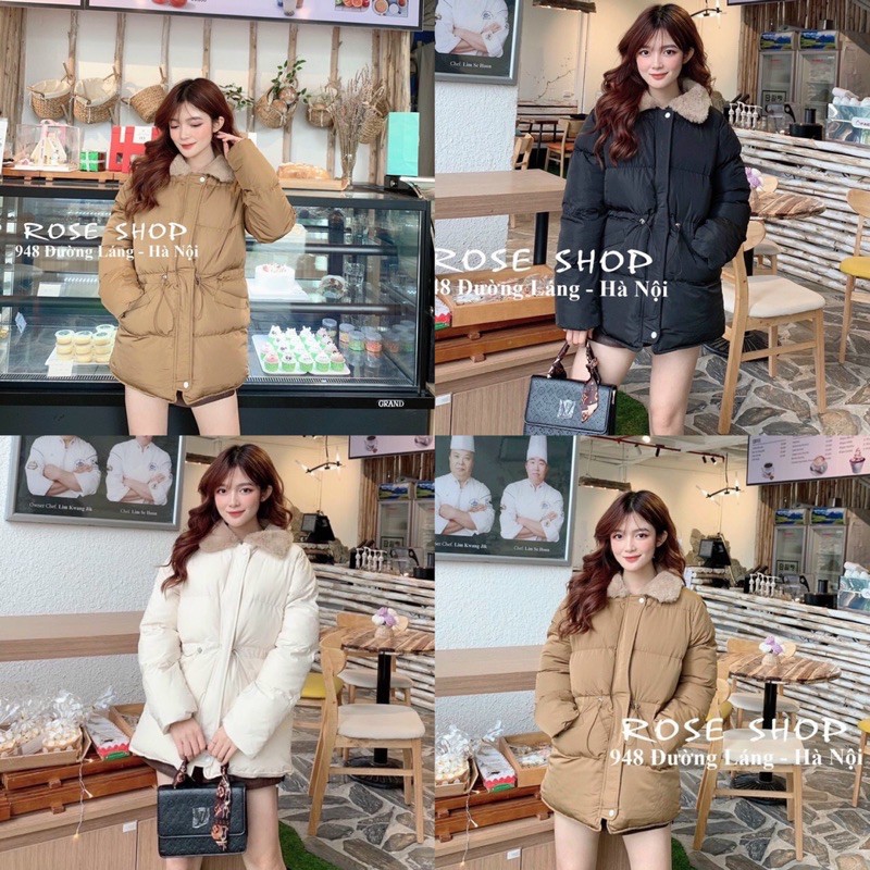 Áo khoác phao cổ lông rút eo freesize (sẵn) | BigBuy360 - bigbuy360.vn