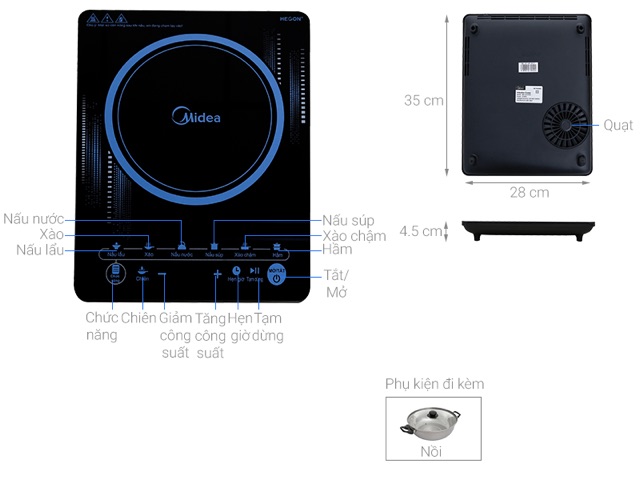 [Mã ELMSBC giảm 8% đơn 300k] [Chính Hãng] Bếp Điện Từ Midea MI-T2117DC