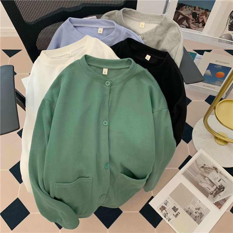 Áo Khoác cardigan Màu Trơn Phong Cách Hàn Quốc Thời Trang Mùa Thu Mới