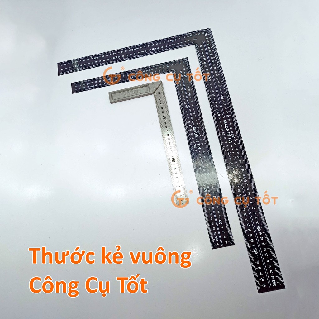 Thước kẻ vuông đen hệ inch và hệ mét 40x60 cm