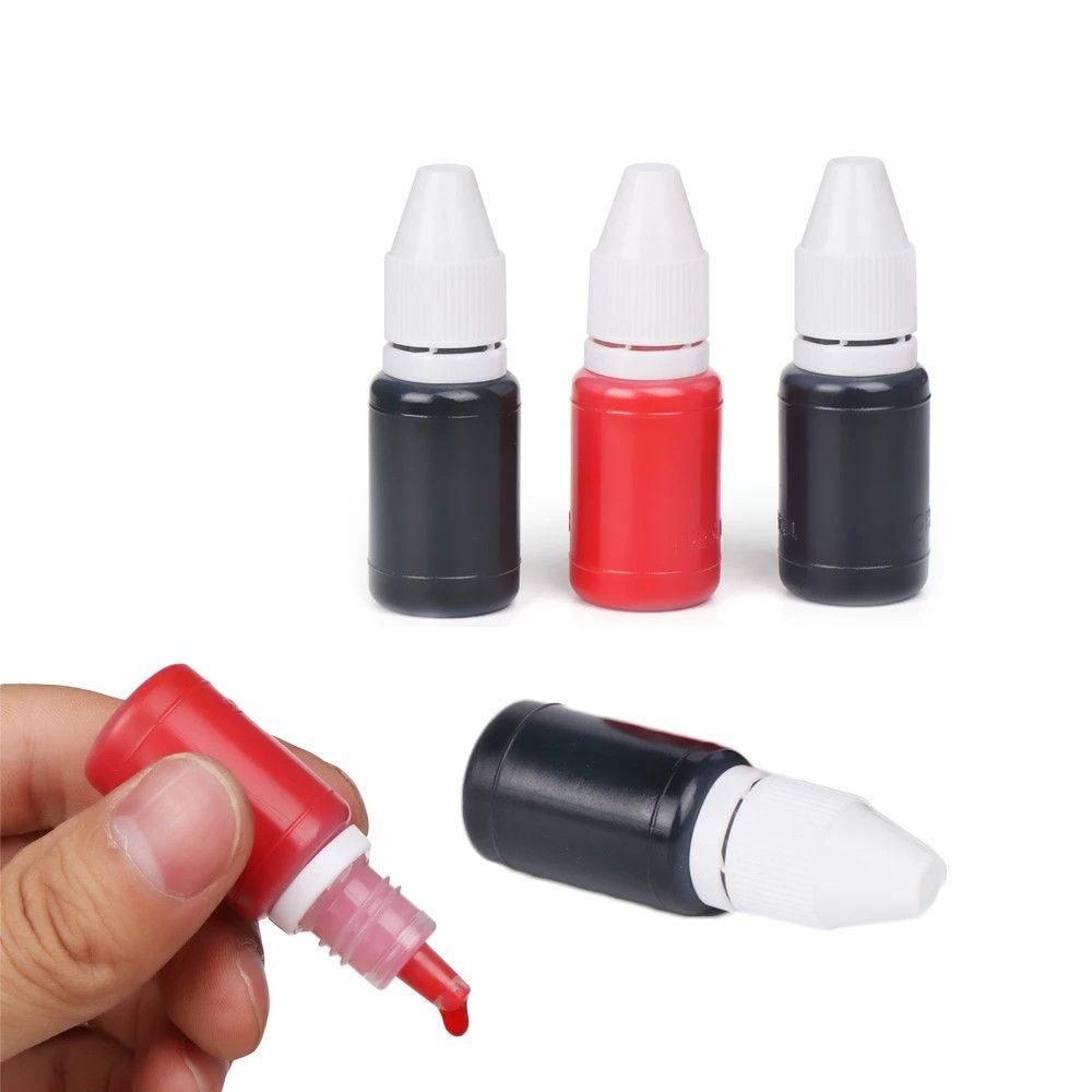 Hủ mực in 10ml màu đỏ/xanh dương/đen cho con dấu đóng mộc niêm phong văn phòng chất lượng cao