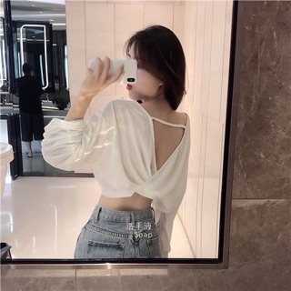 🌸(Có ảnh thật) Áo croptop mỏng hở lưng