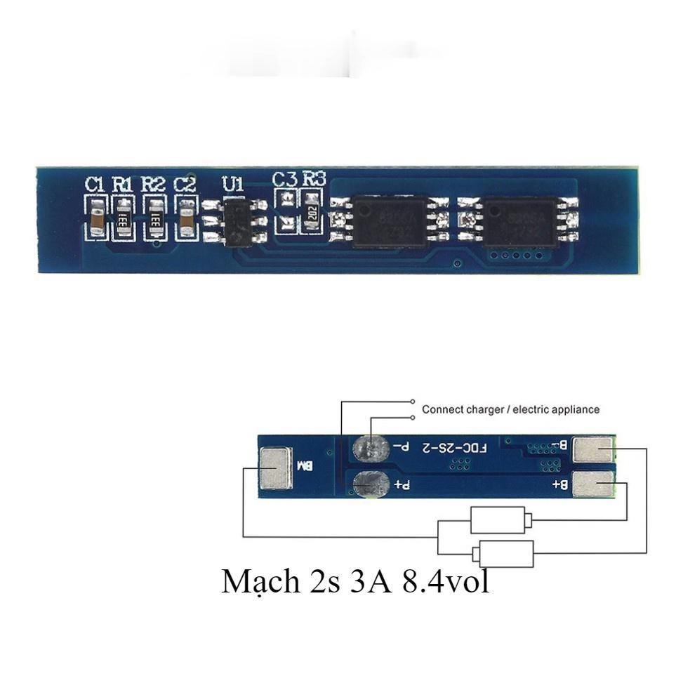 Mạch 2s Bảo Vệ Sạc Xả Pin Lithium 7.4v 8.4v 18650 2s 5a Li-Ion Lithium 7.4v 8.4v 18650 hàng chuẩn