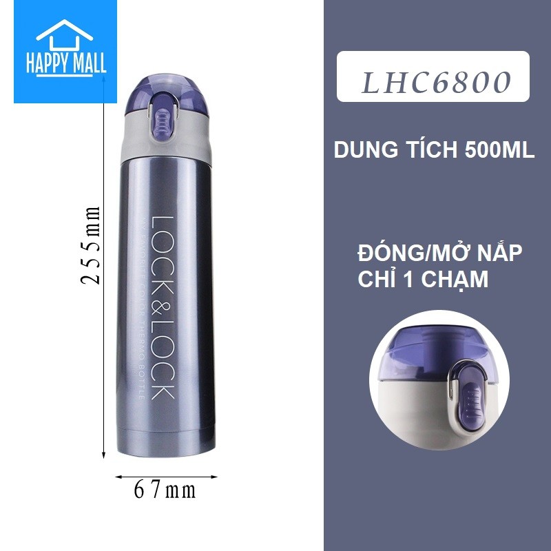 Bình giữ nhiệt Lock&amp;lock Vacuum Bottle dung tích 500ml [LHC6800FU] màu tím