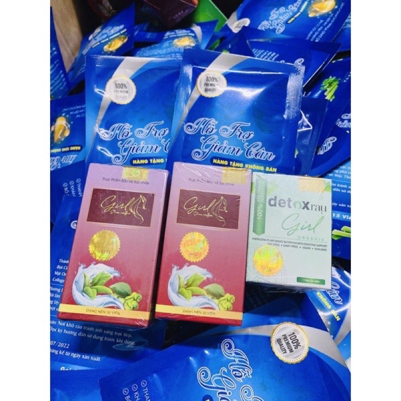 Cà Fê giảm cân Girl và detox rau giảm mỡ dạng viên (Combo 2 họp girl và 1 họp detox rau )