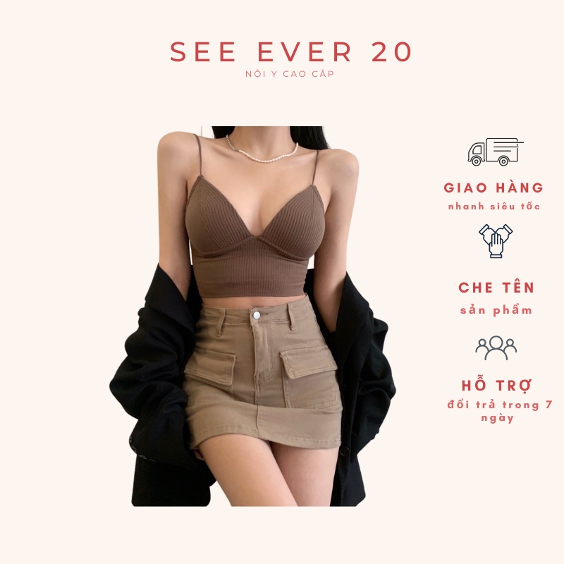 Áo Bra Nữ Tăm 2 Dây Mảnh Co Giãn Mềm Mịn Sexy 1833