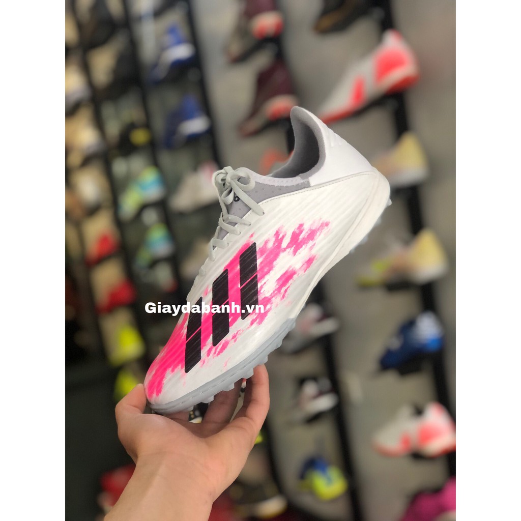 Giày X19.1 màu hồng xám cổ chun khâu full TF playsoccer.store