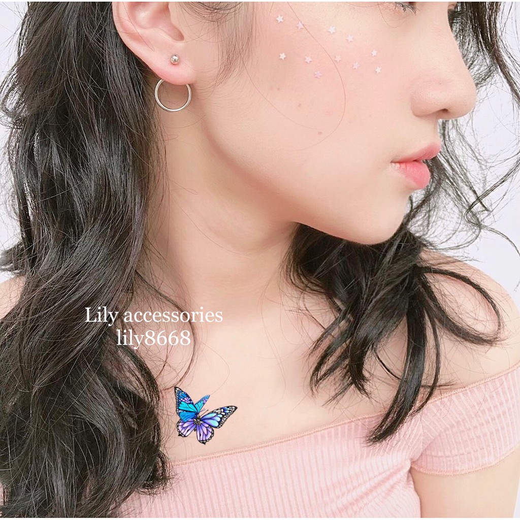 Round Marble Earring khuyên tai titan tròn phối bi nút xỏ không gỉ không dị ứng không đen nam nữ unisex