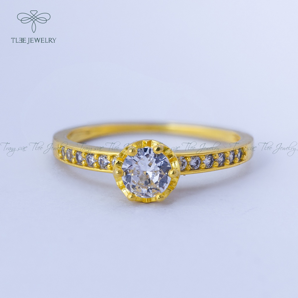 Nhẫn bạc nữ TLEE Jasmine Prince mạ vàng 14k nạm đá cao cấp NCJ A0107