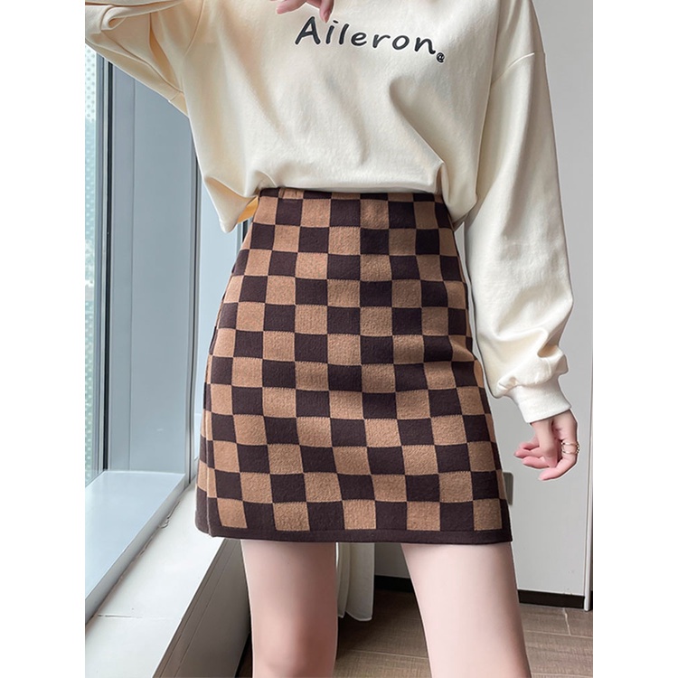 Porozi  Chân váy nữ  dáng chữ A cạp cao phong cách Hàn Quốc có 2 màu