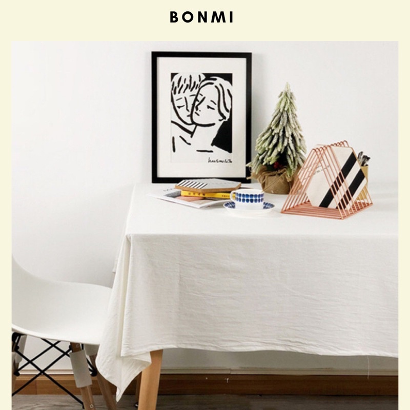 Vải decor cotton trơn sần, khăn trải bàn, khăn trải picnic, phụ kiện chụp ảnh BONMI