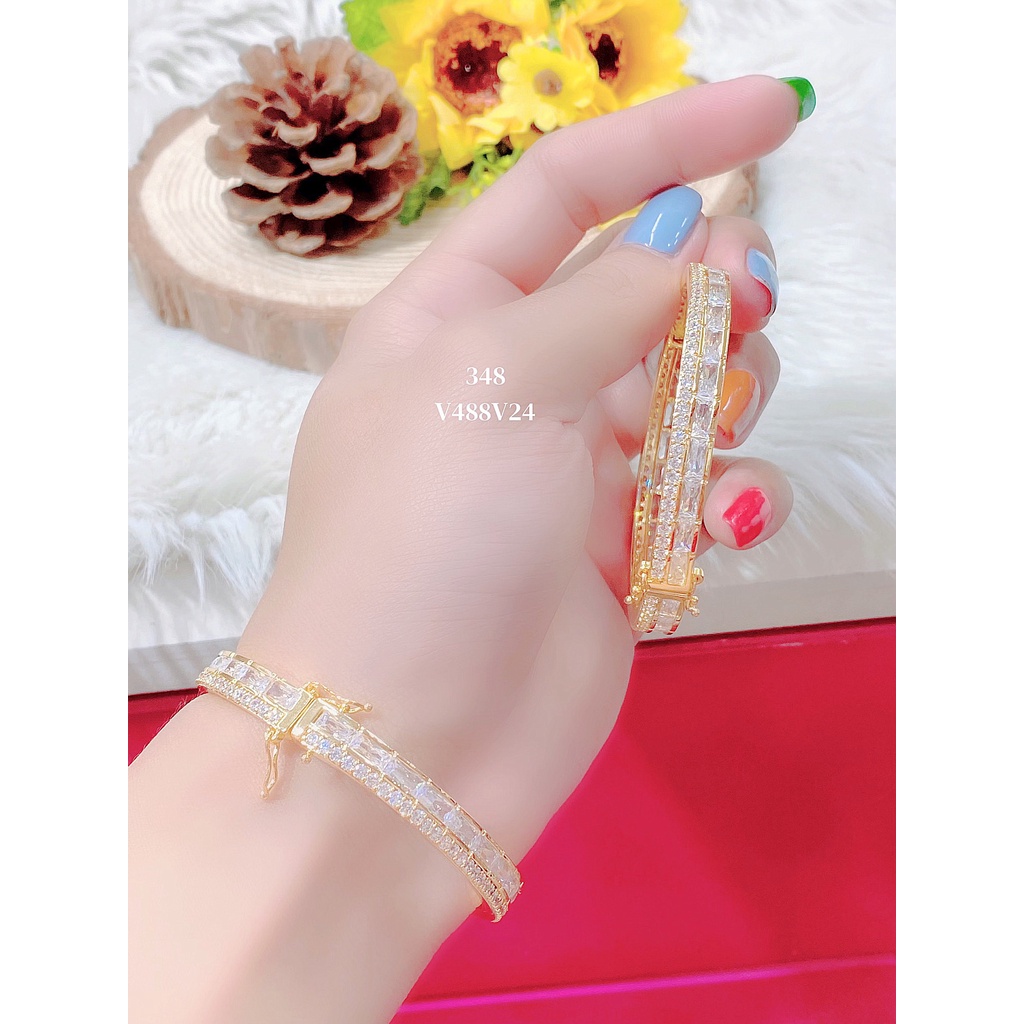 Vòng tay nữ UHA, lắc tay bền màu thiết kế cao cấp sáng lấp lánh V488