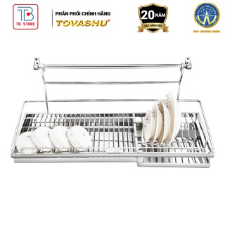 Kệ sóng chén treo tường 1 tầng có khay hứng nước UT1 Tovashu inox 304, giá để chén đũa cao cấp, kệ úp chén bát - BẢO HÀN
