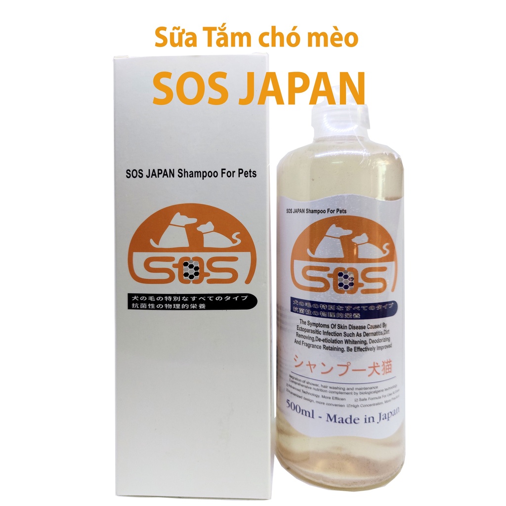 SOS Nhật bản Sữa Tắm chó mèo cao cấp 500ml (chó mèo dùng chung) Thơm lâu và diệt ve rận