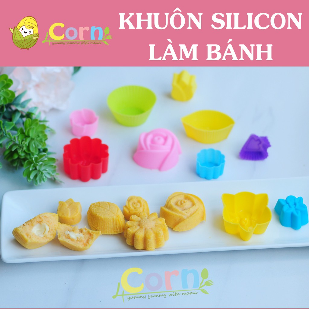 Các loại khuôn silicon chịu nhiệt (hình hoa lá, phomai, thỏ và lợn)