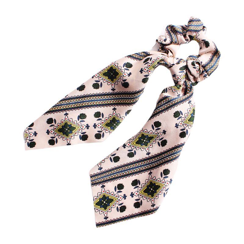 Dây Cột Tóc Giả Lụa In Họa Tiết Hoa Phong Cách Vintage Châu Âu Cho Nữ