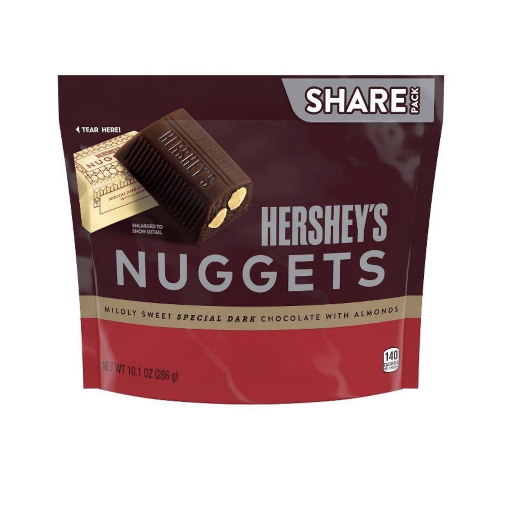 TÚI 286g KẸO SOCOLA ĐEN/ĐẮNG BỌC HẠNH NHÂN Hershey's Nuggets Special Dark Chocolate with Almonds Share Size