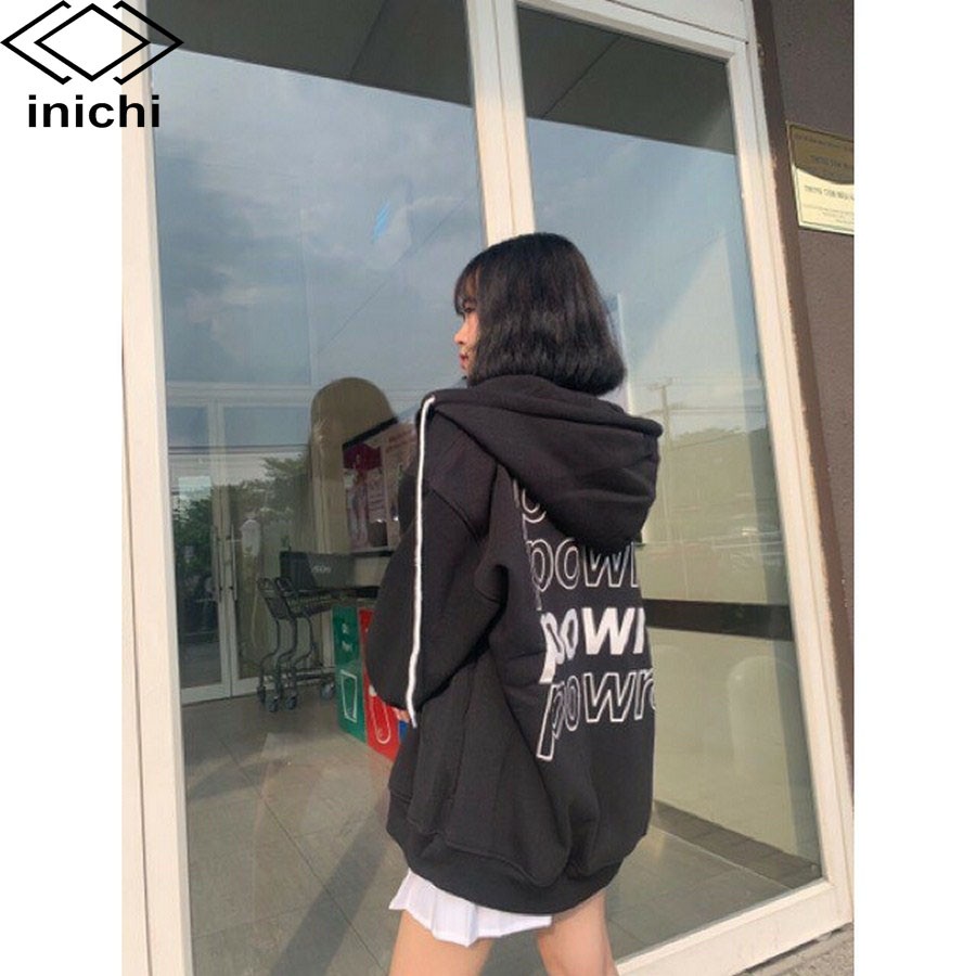 Áo Hoodie unisex INICHI A845 chất nỉ ngoại form rộng có mũ có day kéo cho cả nam nữ