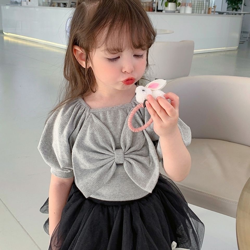 Áo Thun Ngắn Tay Phối Nơ Thiết Kế Mới Thời Trang Theo Phong Cách Hàn Quốc