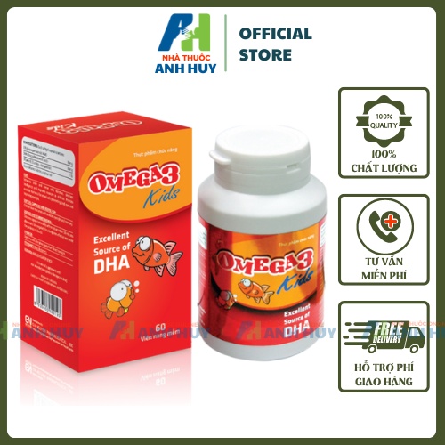 Viên Uống Omega 3 Kid Việt Đức Dầu Cá Bổ Mắt Cho Bé, Phát Triển Trí Não, Mắt Sáng Cho Trẻ Em Lọ 60 Viên