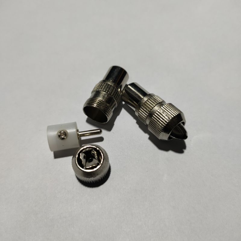 Combo 3 Đầu jack nối ăng ten, rắm cắm TV 9.5, Jack RF bằng inox loại đẹp , giắc cắm đực