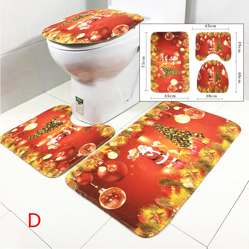 Wyl set 3 Thảm Lót Sàn Nhà Tắm Chống Trượt Hình Ông Già Noel Cây Thông Giáng Sinh