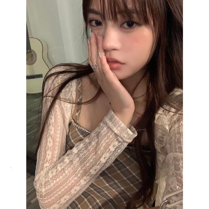 Áo Khoác Cardigan Mỏng Dáng Ngắn Phối Ren Thời Trang Pháp Cho Nữ