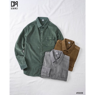 Áo Sơ Mi Nam Cao Cấp DENIMST S086 Chất Nhung Tăm Dáng Regular Fit