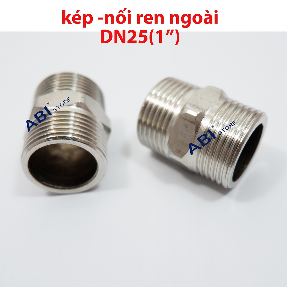Kép inox dn25, nối 2 đầu ren ngoài inox 1'' ( 1 cái )