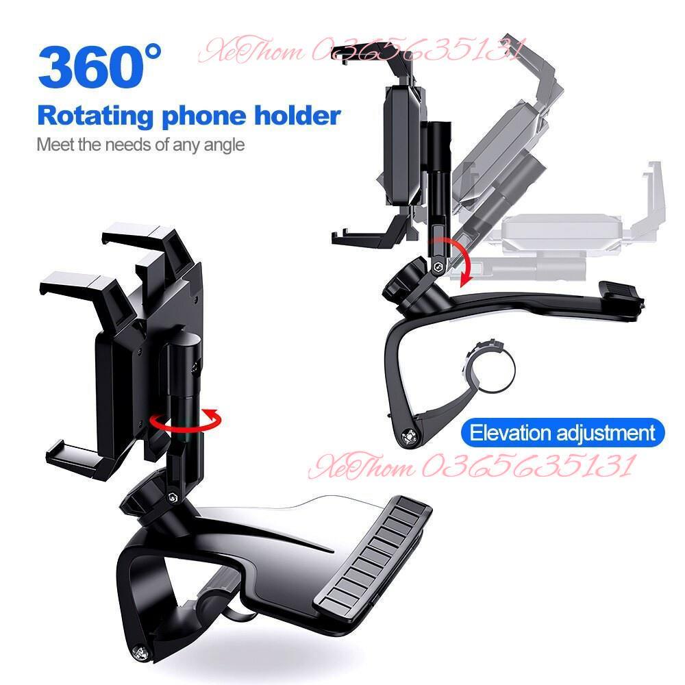 Giá đỡ điện thoại ô tô Car phone holder kẹp trên xe hơi xoay 360 độ chống rung treo đa điểm trên taplo, gương chiếu hậu