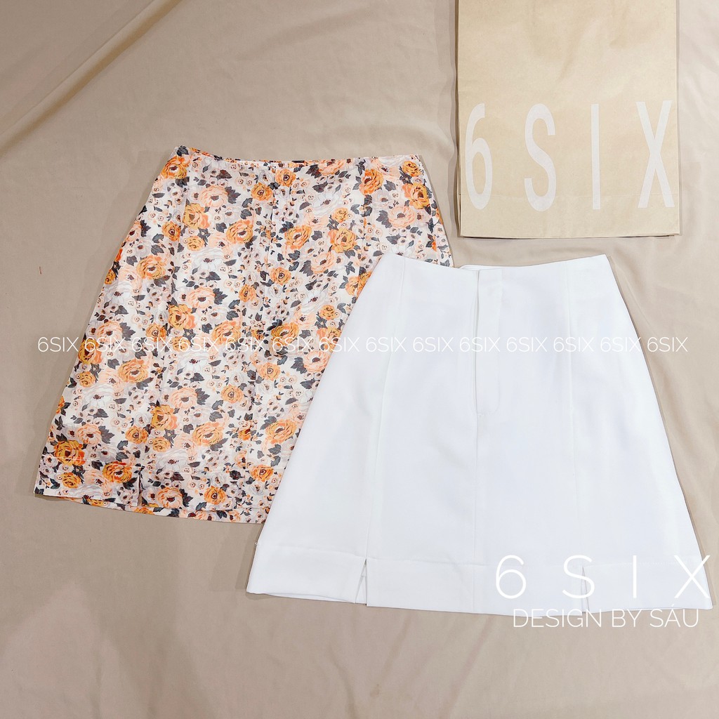 Chân váy công sở dáng A xẻ bên thời trang công sở 6SIX closet