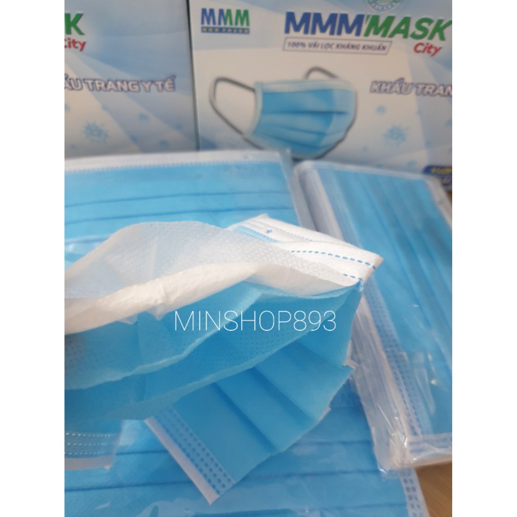 [GIÁ ƯU ĐÃI] KHẨU TRANG Y TẾ MMM'MASK MÀU XANH 4 LỚP HỘP 50 CÁI